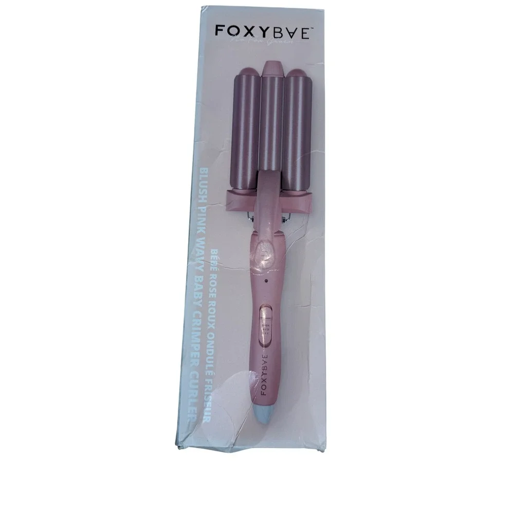 FoxyBae Pink Wavy Baby Triple Barrel Ceramic Tourmaline Hair Crimper Curler NIB